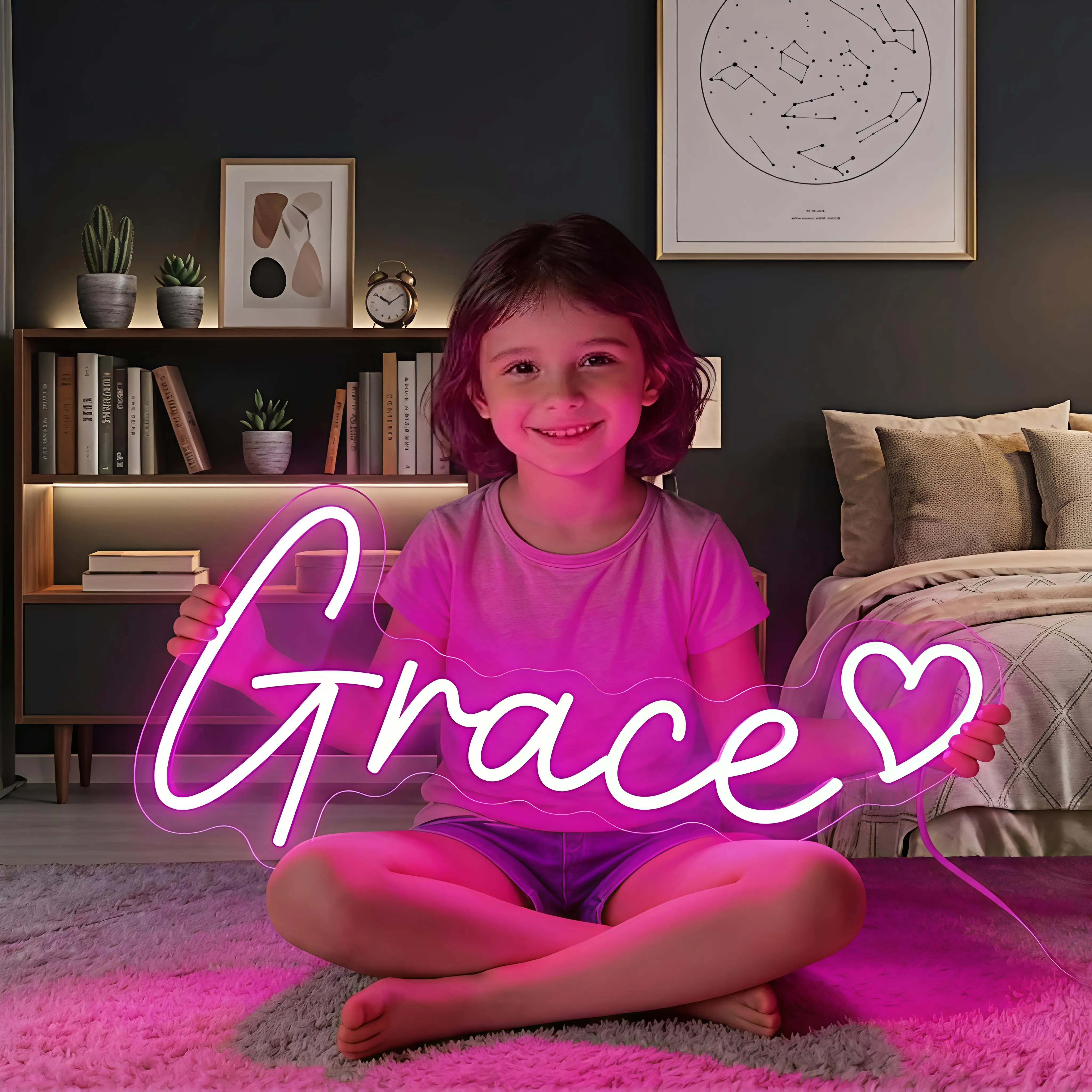 Personalised Name/Text Neon LED Sign with Shape - Best thing to Gift