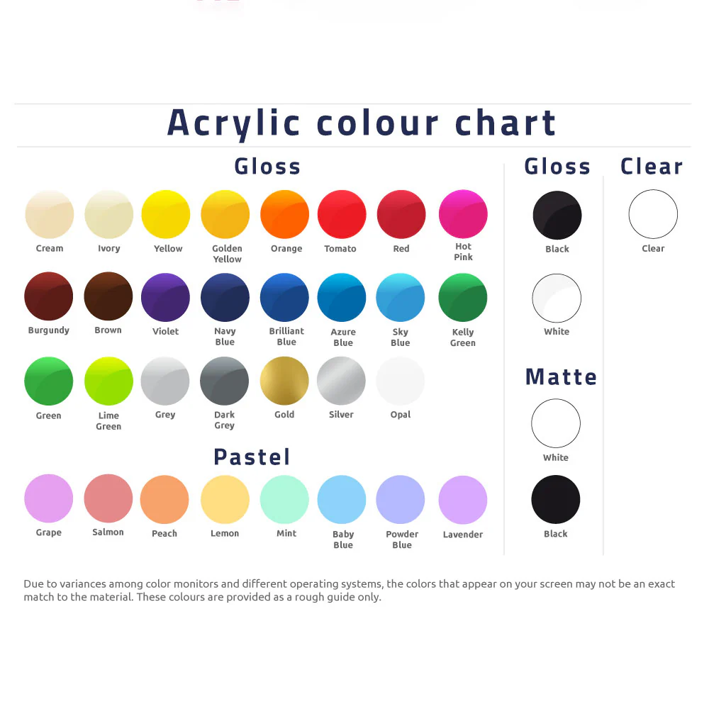3D Acrylic Logo Wall Sign Standard Colours