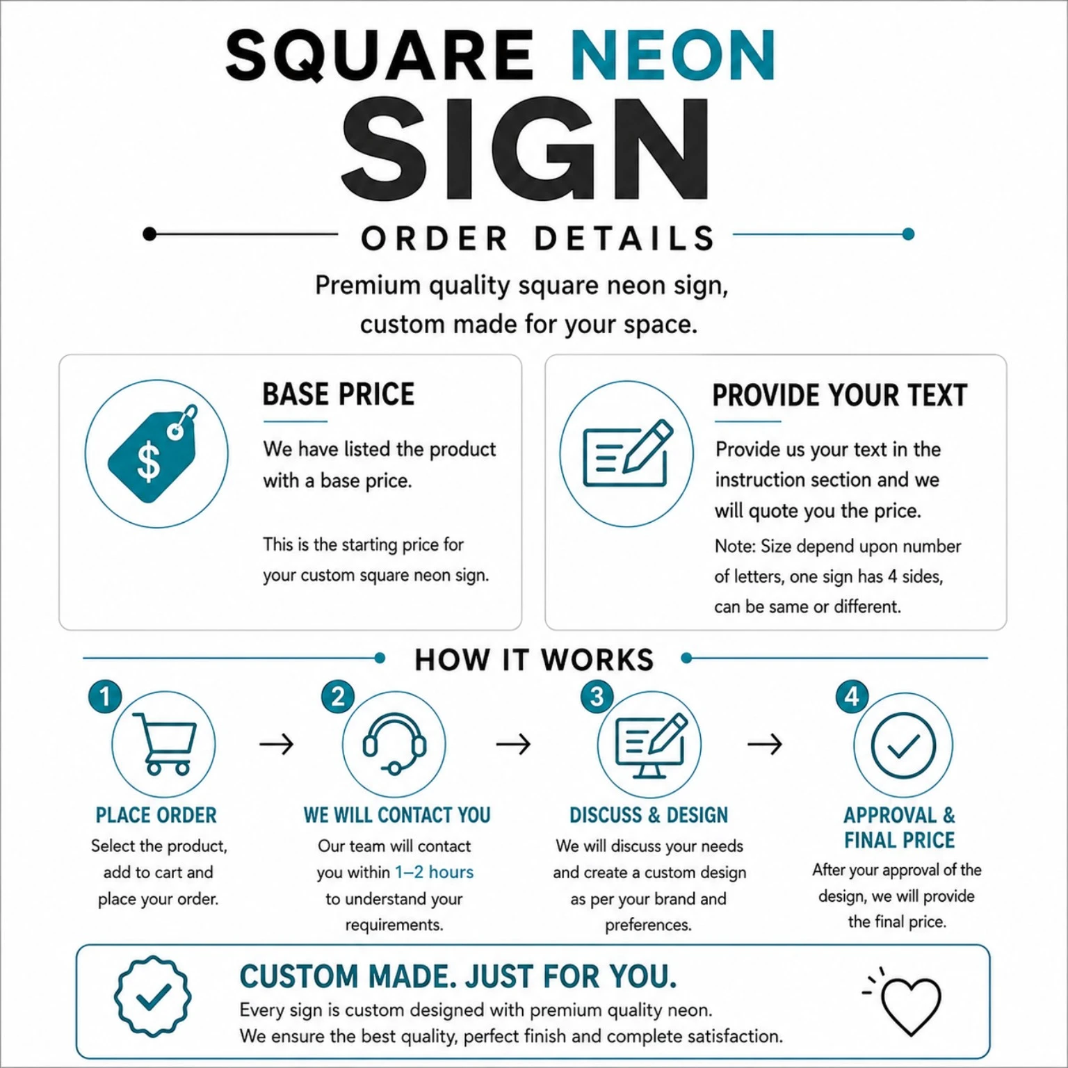 A Hanging Square 4 Sides LED Sign - Perfect for Indoor Ambience