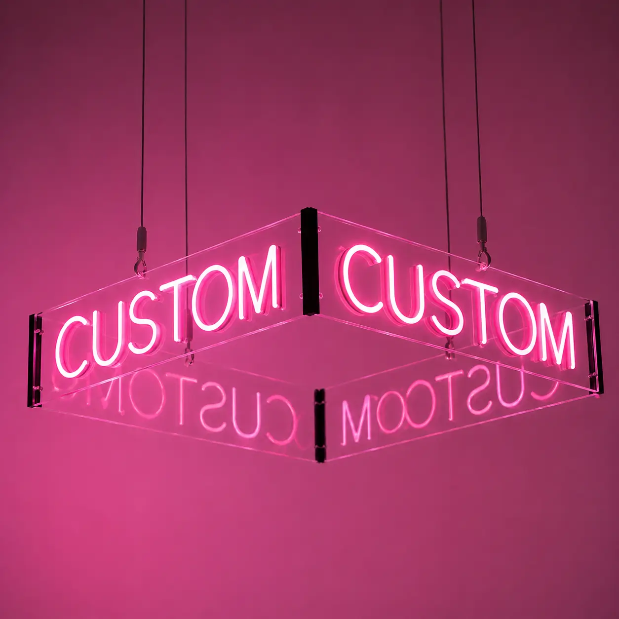 A Hanging Square 4 Sides LED Sign - Perfect for Indoor Ambience